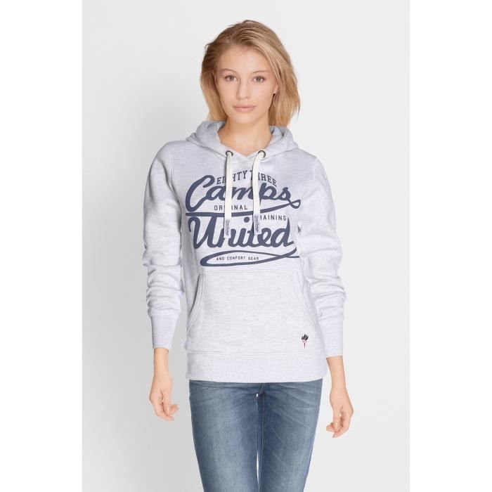 CAMPS Sweat à Capuche Zippé - Femme - Gris chiné clair