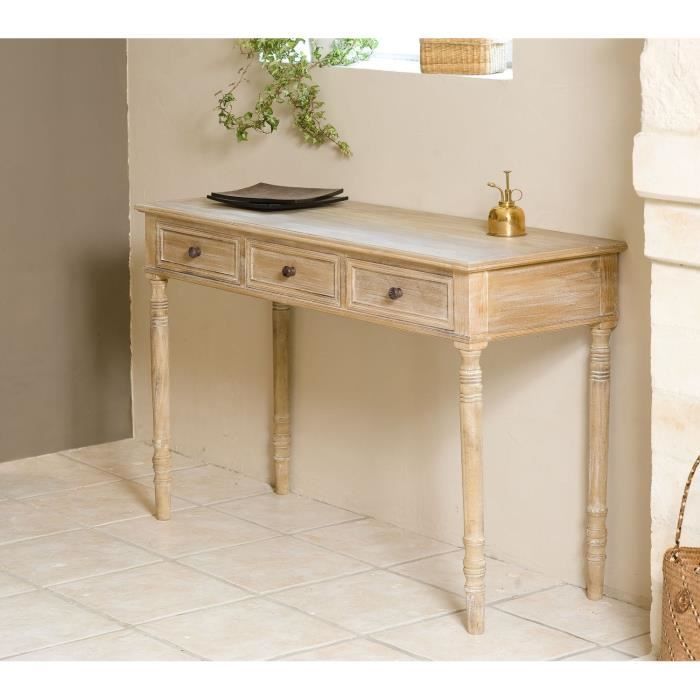 SANDRA Console - Classique - Couleur bois patiné - L x 120cm