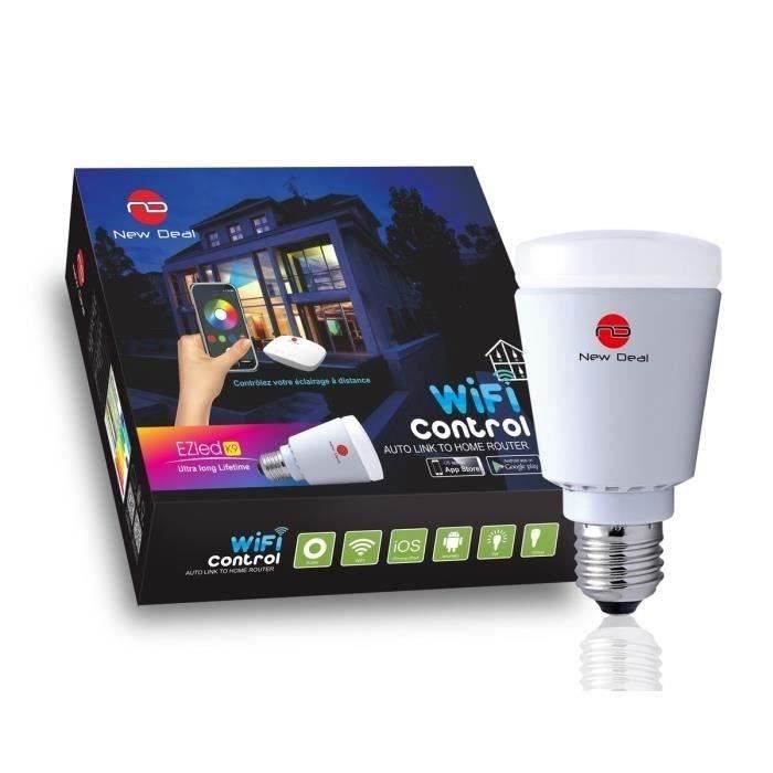 NEW DEAL Kit de 3 ampoules LED connectées couleurs Wi-Fi avec contrôleur Ezled k9