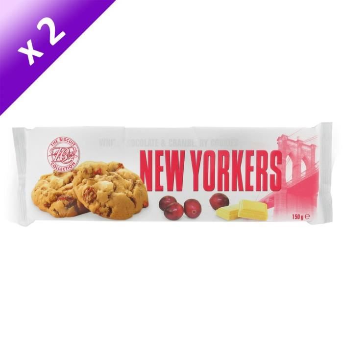 NEW YORKERS Cookies aux Pépites de Chocolat Blanc et Cranberry - 150 g x2