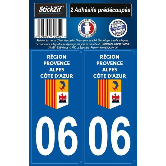STICKZIF 2 Autocollants Région Département 06 SR06