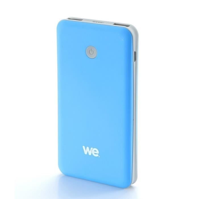 WE Batterie externe 7500mAh 2 ports USB 1A - 2.1A - Bleu et gris