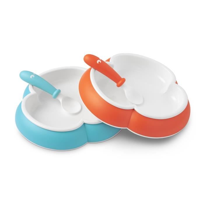 Set Couverts Bébé BabyBjörn - Assiette + Cuillère + Fourchette - Bleu Pastel - Lot De 2