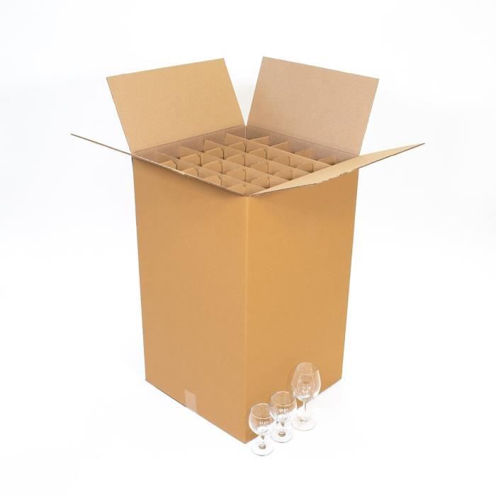 VERONLY Bac Rangement Verre à Pied - Lot De 2 Boîtes Pour 24 Verres à Vin | Carton Déménagement Verre