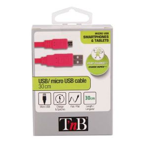 TNB Câble USB micro USB plat 0.3m - Rose