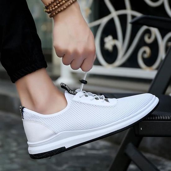 SHELOVEIT® Baskets Hommes Décontractée Engrener Respirer Coupe-bas Dentelle en haut Blanc Blanc - Achat / Vente basket SHELOVEIT® Baskets Hommes Décontractée Engrener Respirer Coupe-bas Dentelle en haut Blanc Blanc - Achat / Vente basket
