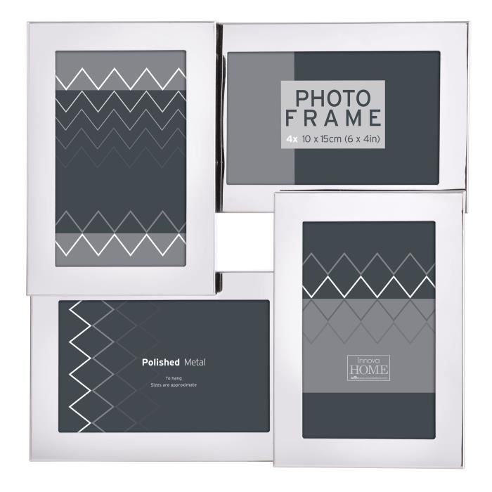 Cadre photo Multi vues métal 4 photos 10x15 cm Argent