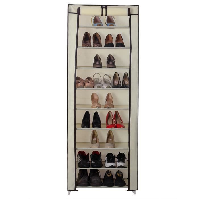 Songmics Armoire Etageres A Chaussures 10 Couches Avec Housse 27
