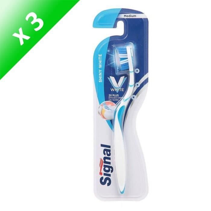SIGNAL Lot de 3 brosses à dents Shiny White - Medium