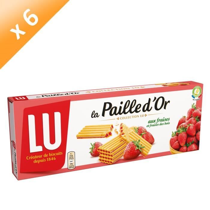 Lot de 6 LU Paille d'or à la fraise et fraise des bois - 170 g
