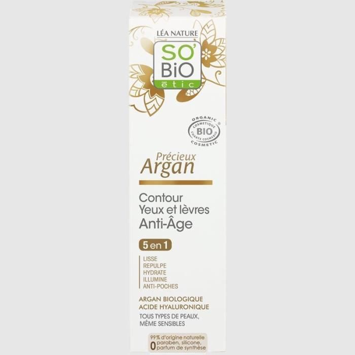 LEA NATURE SO BIO Contour Bio pour yeux et lèvres anti-âge Précieux argan - 5 actions - 15 ml