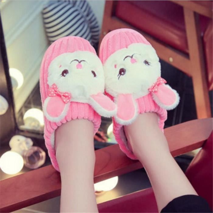 Ours Classique Mignon Hiver Chaussons Chausson Doux Rose rouge Femme Antidérapant vqwrSv