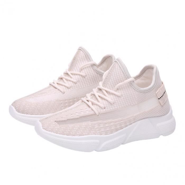 Chaussures de Sport Femme Plateforme Running Baskets Compensée Mesh Fitness Sneakers de Course Lacets Confortable Beige Chaussures de Sport Femme Plateforme Running Baskets Compensée Mesh Fitness Sneakers de Course Lacets Confortable Beige