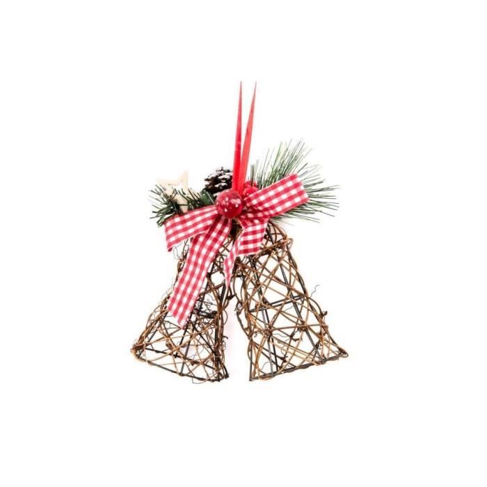 Cloche de Noël Ruban rouge en métal 20x17 cm