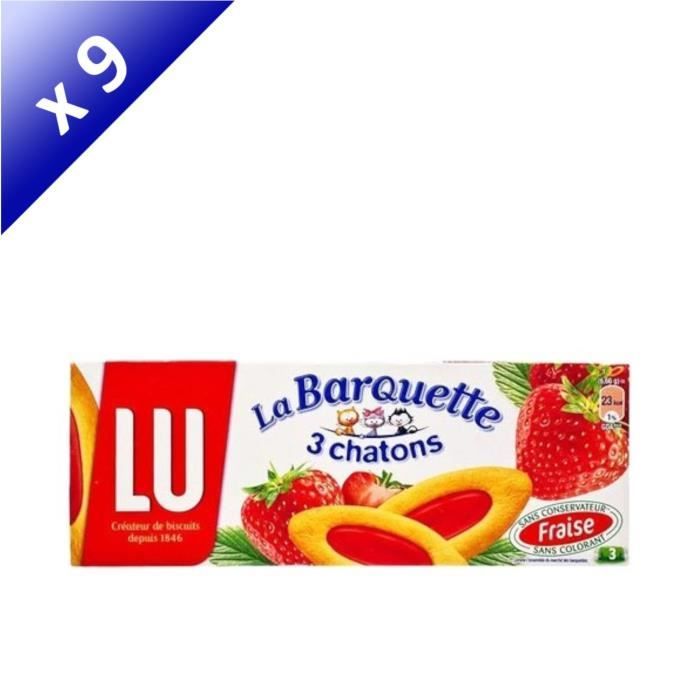 Lot de 9 LU La Barquette 3 chatons pulpe fraise