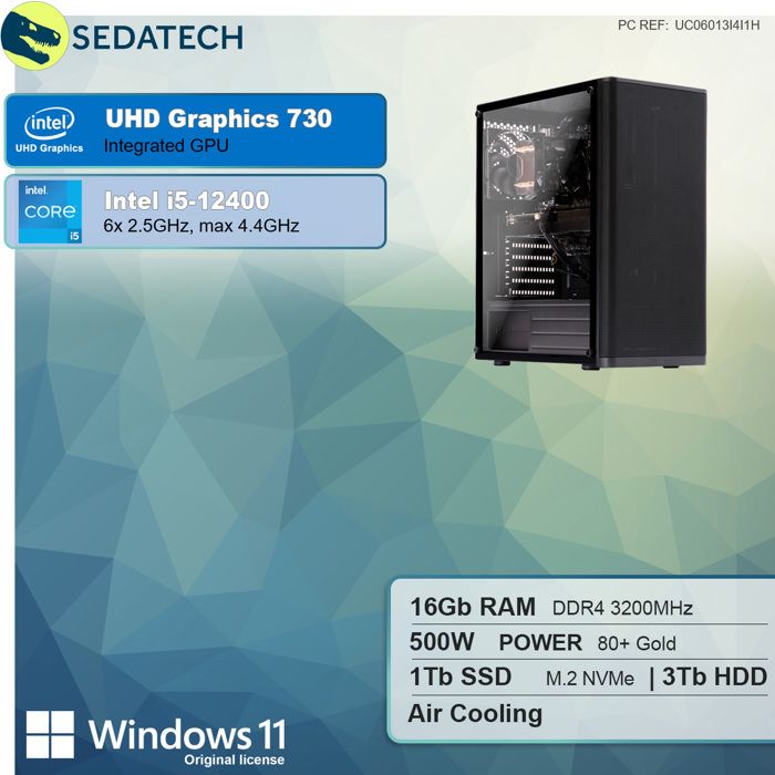 PC Bureautique Pro, Intel i5, 480 Go SSD, 2 To1