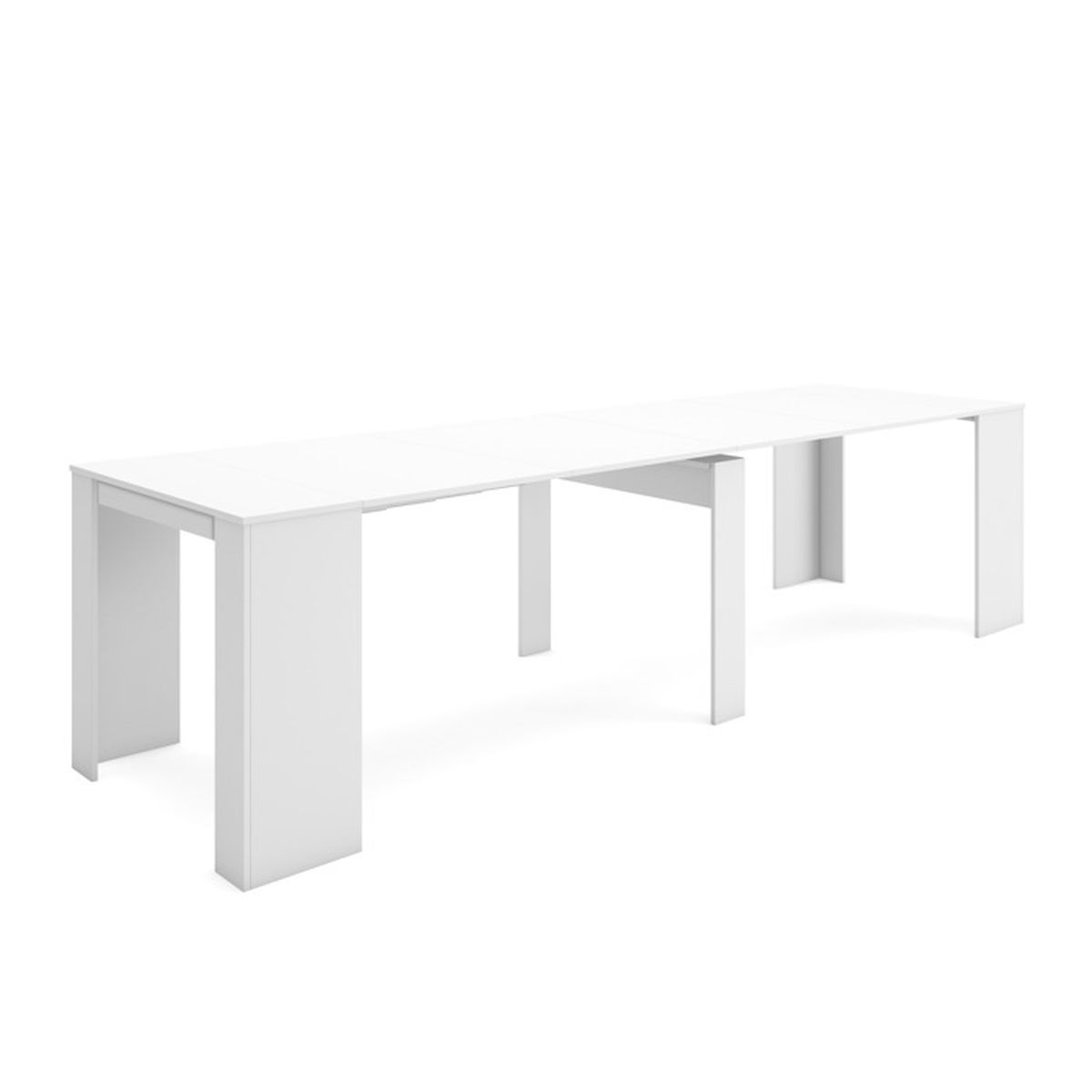 Table de Salle à Manger extensible jusqu\'à 301 cm, Blanc brillant ... Table de Salle à Manger extensible jusqu\'à 301 cm, Blanc brillant ...
