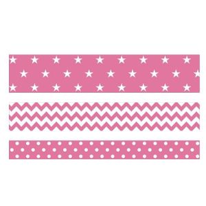 TOGA Lot de 3 Masking tape - géométrique fuchsia - 5m