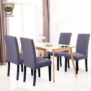 HOUSSE DE CHAISE Housses de Chaises Gris 4 pièces Stretch-Housse Bi