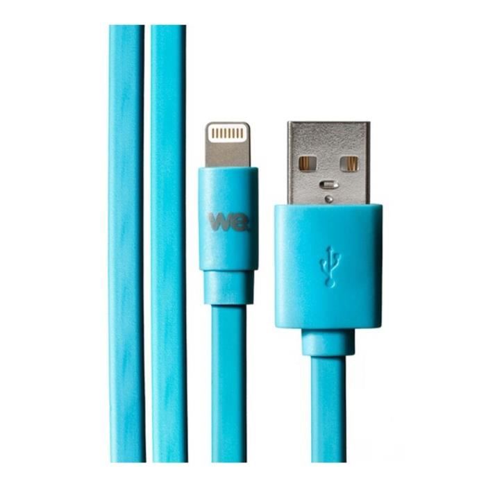 WE Cable USB Apple plat 1 metre Silicone Bleu