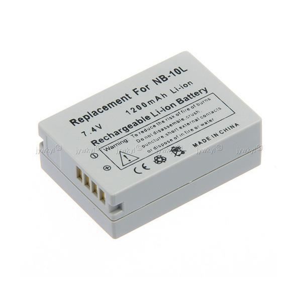 Batterie 1200mAh NB10L pour Canon Powershot G1 X G15 SX40 HS SX50 HS