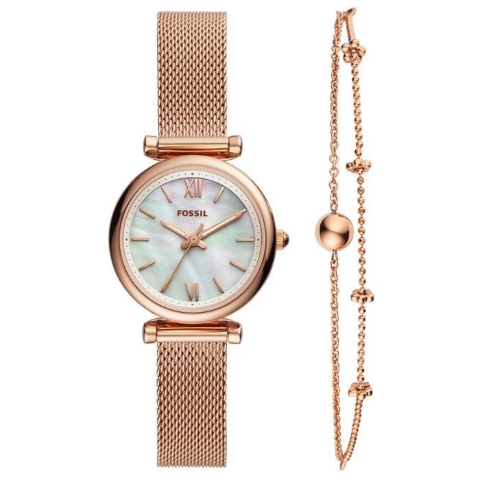 Coffret Et Montre En Fossil Bracelet Rose Acier gIf76vYby