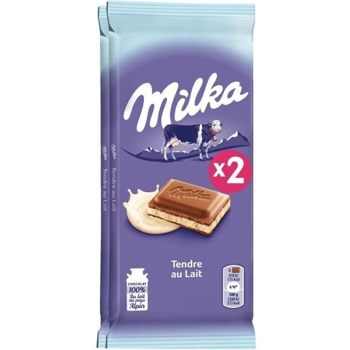 MILKA Tendre au lait   Chocolat au lait du Pays Alpin fourré à la