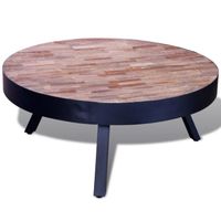 TABLE BASSE Table basse ronde Bois de teck recyclé Avec 3 pied TABLE BASSE Table basse ronde Bois de teck recyclé Avec 3 pied