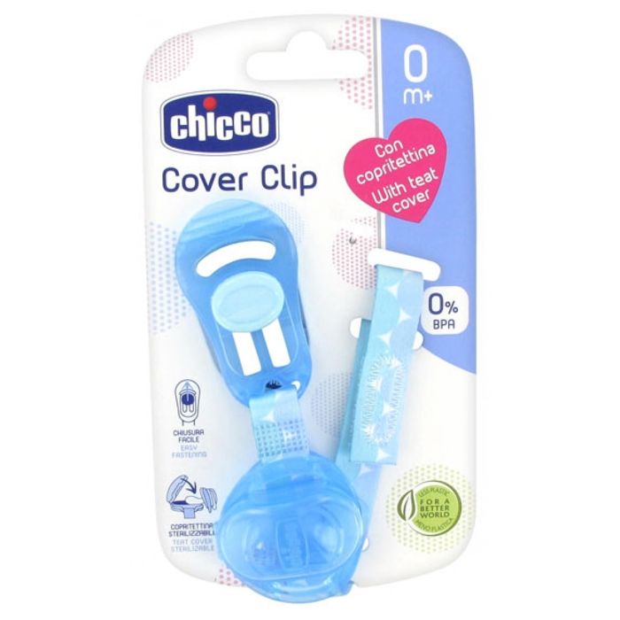 CHICCO Attache sucette ruban avec protection tetine x1 Bleu