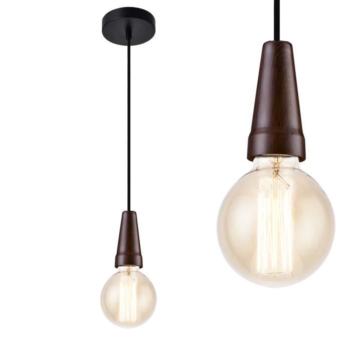 Lampe Noir Métal Du Bois Suspension Aspect À 35R4jAL