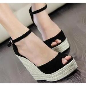 DaimNoir Sandales Compensé De Poisson Talon BoucleTête Mot Les 39 Paille Romaines Chaussures En N0m8nvw