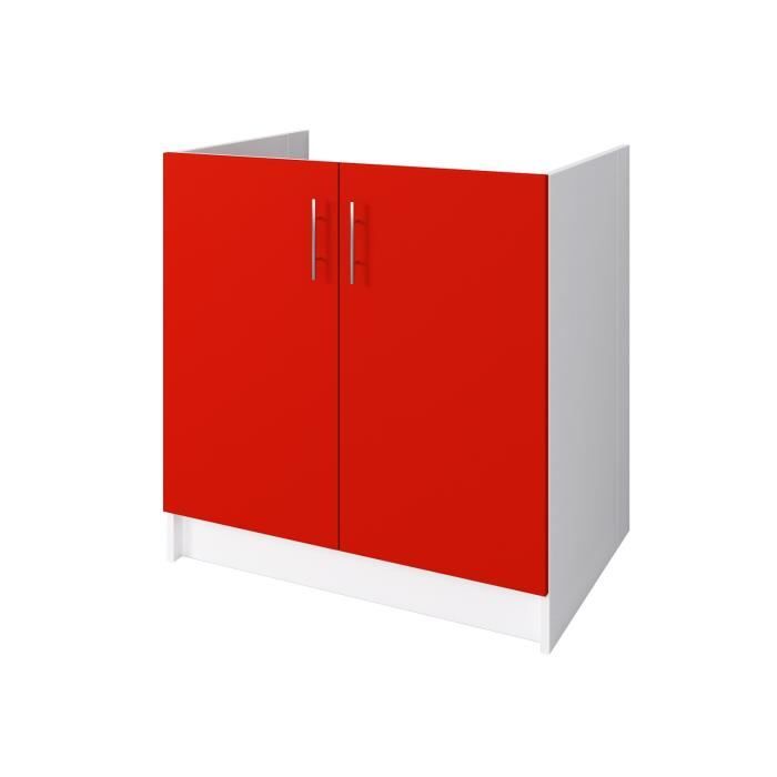 OBI Meuble sous évier L 80 cm - Rouge mat