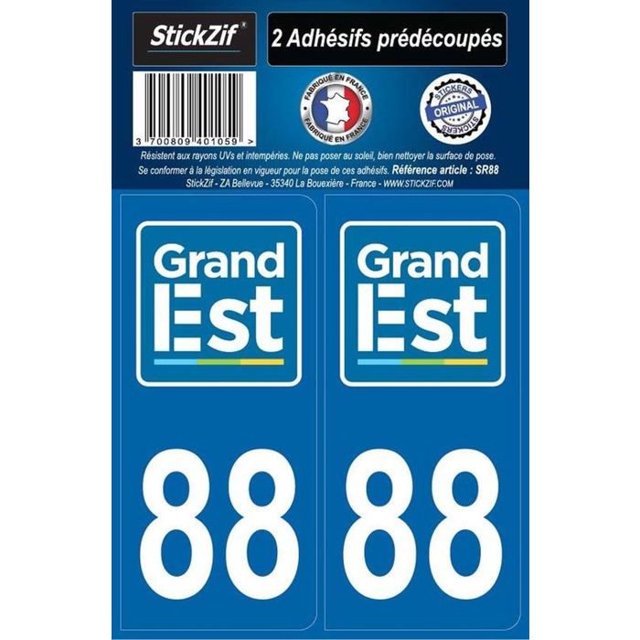 STICKZIF 2 Autocollants Région Département 88 SR88