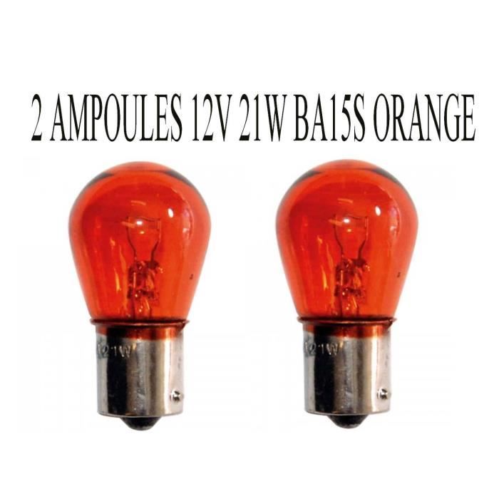 2 ampoules orange pour clignotant voiture moto 12V 21W BA15S - Achat ...