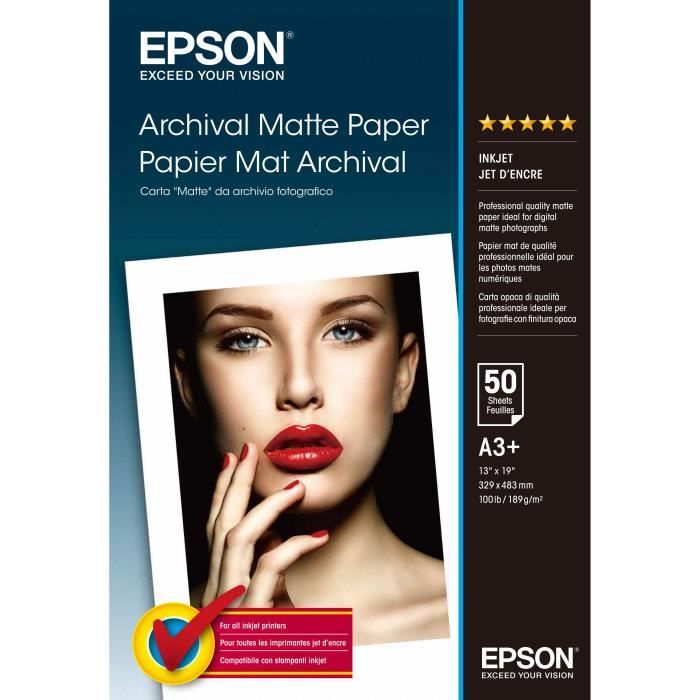 photo Epson A3 Mat   50f   192g/m²   Epson Archival   papier mat   50