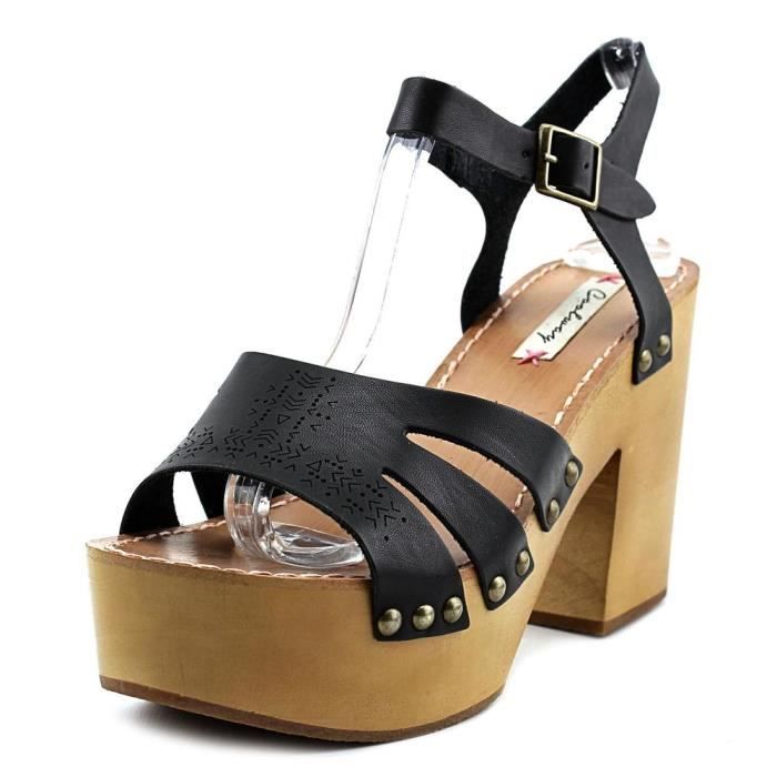 Noir Cassandra Cuir Compensés Coolway Sandales Achat Femmes KF1Jc3Tl
