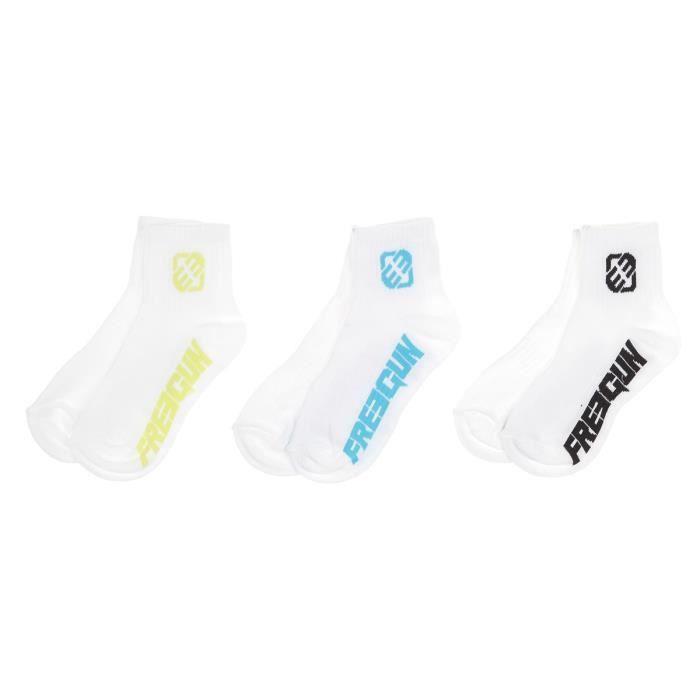 FREEGUN Lot 3 paires de chaussettes basses blanches - enfant