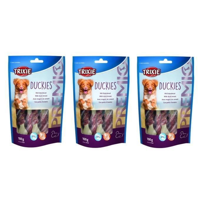 TRIXIE Lot de 3 PREMIO Duckies pour chien 100g
