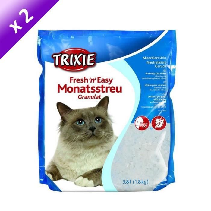 TRIXIE Lot de 2 Fresh'n'Easy granulés 3,8l pour chat