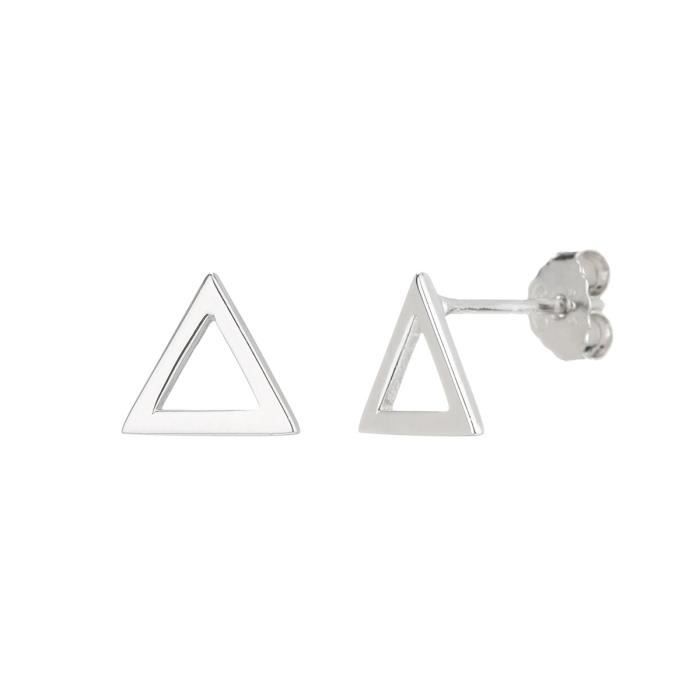 MONPLAISIR Boucles d'Oreilles Argent Fin 925/1000 Triangles Evidés
