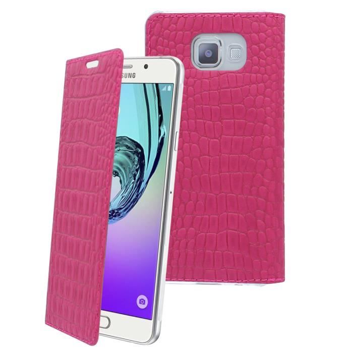 MUVIT Etui Crystal Folio Pu Croco Fuschia Samsung Galaxy A5 2016
