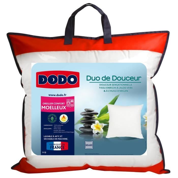 DODO Oreiller DUO DE DOUCEUR 60x60 cm blanc