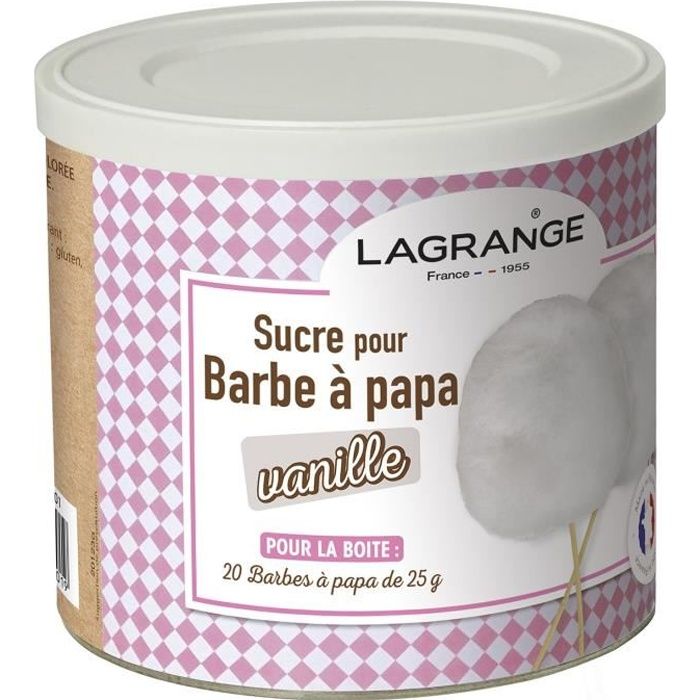 LAGRANGE 380006 Boîte de sucre à barbe à papa 500 g - Vanille
