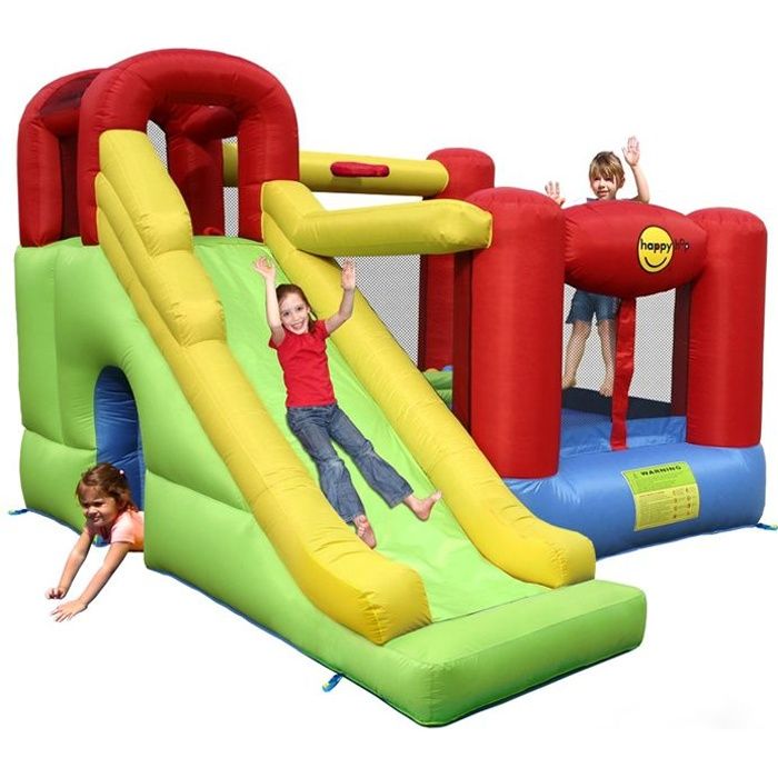 HAPPY HOP Château gonflable - Aire de jeux gonflable à air pulsé 6 en 1 ...