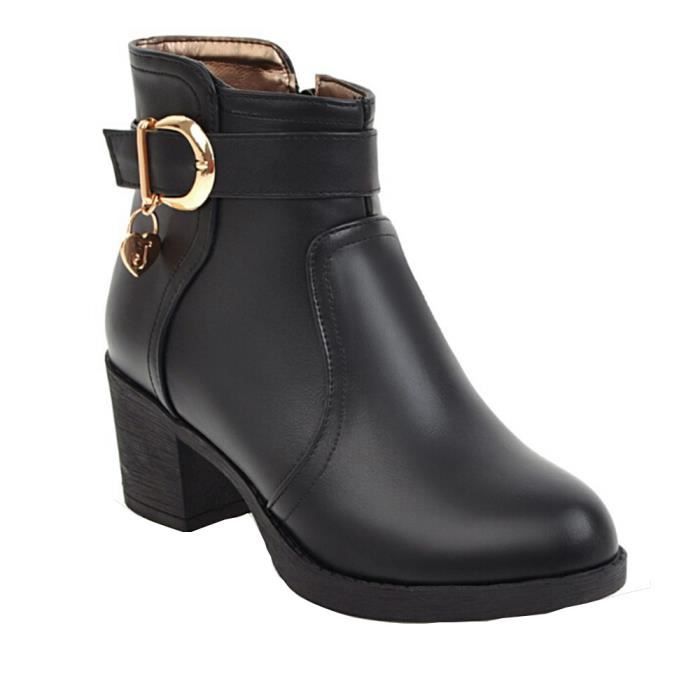 Talon Carré Pachasky®femmes Chaussures Zhq80903354bk35 Ronde En Bracelet Bottes Toe Brückle Noir Cuir À wBpSqwv