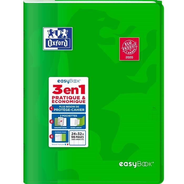 OXFORD Cahier Easybook agrafé - 24 x 32 cm - 96p seyès - 90g - Vert