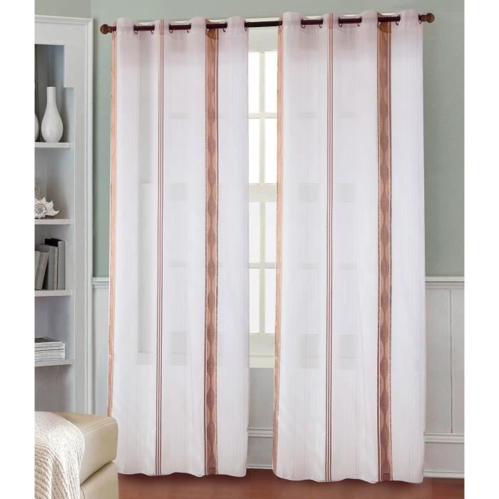 Paire de voilages rayures 140x260 cm Rose