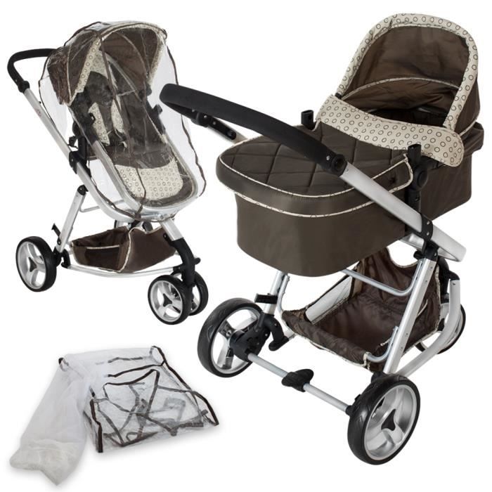 Poussette 3 en 1 Combinée (Landau, Poussette Canne, Porte Bébé) Pliable