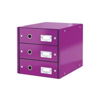 Boîte de classement LEITZ Boîte Rangement Click&Store 3 Tiroirs Violet Boîte de classement LEITZ Boîte Rangement Click&Store 3 Tiroirs Violet