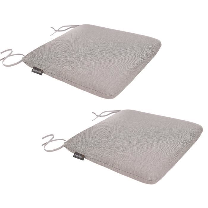 EZPELETA Lot de 2 Coussins de chaise spécial Outdoor Green - 40 x 40 cm - Gris clair
